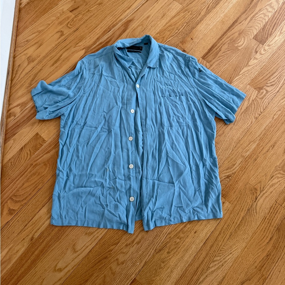 All Saints Relaxed fit light blue button up shirt